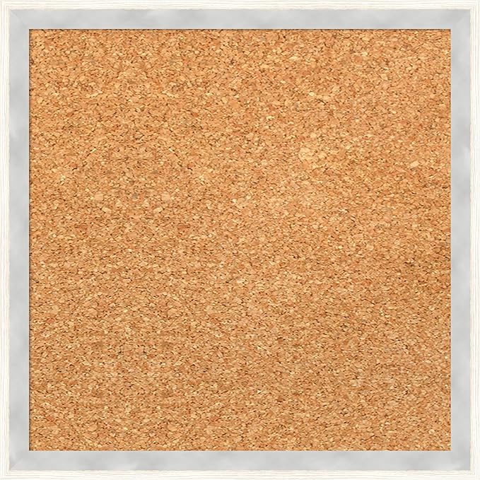 Amanti Art Natural Cork Board for Wall, 13x13 Vision Board with White Frame, X-Small Corkboard Office Decor for Home Organization, Modern Corkboard Pinboard to Display Items for Home Organization in