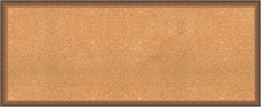Amanti Art Natural Cork Board for Wall, 22x54 Vision Board with Bronze Frame, Oversize Corkboard Office Decor for Home Organization, Modern Corkboard Pinboard to Display Items for Home Organization