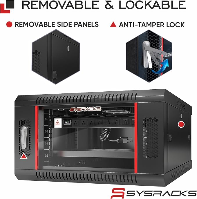 6U Wall Mount Server Rack Cabinet – 19" Network Rack Enclosure, PDU & Shelf - Image 5