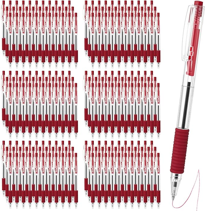 200 Pack Red Gel Ink Pens Bulk, 1.0mm Retractable Click Point Ballpoint Pens Smooth Writing with Comfortable Grip for Back to School Office Classroom Business Home Work Supplies