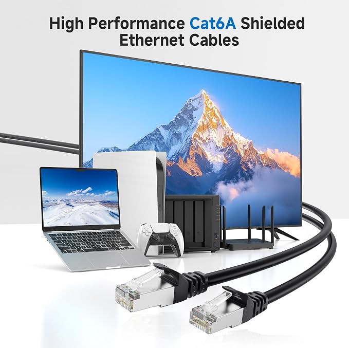Cable Matters 10Gbps 5-Pack Snagless Shielded Cat 6A Ethernet Cable - 5ft - Image 2