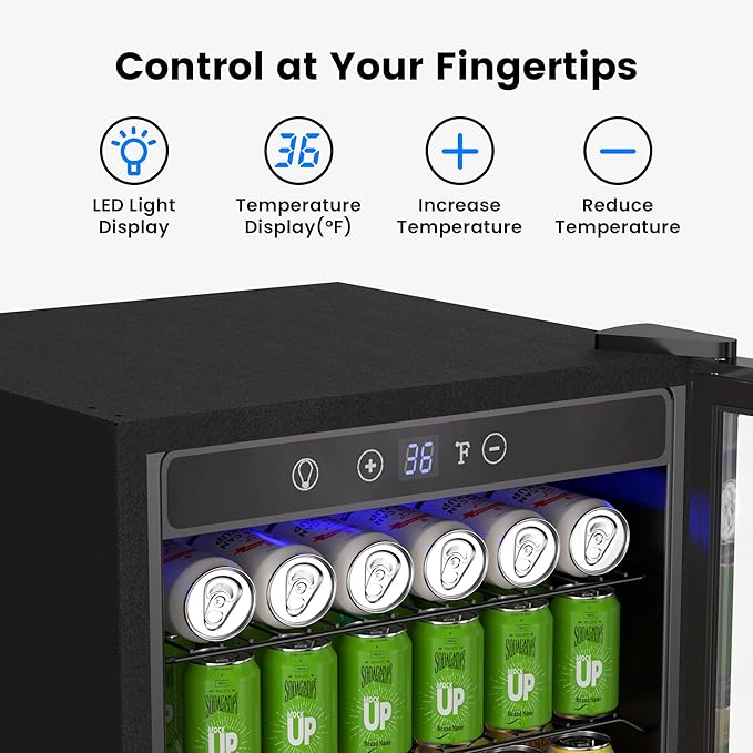 4.5 Cu.Ft Beverage Refrigerator Cooler - 145 Can Mini Fridge Glass Door for Soda Beer Wine, Small Refrigerator for Bedroom Office Home Bar, 4 Adjustable Shelves, Silver