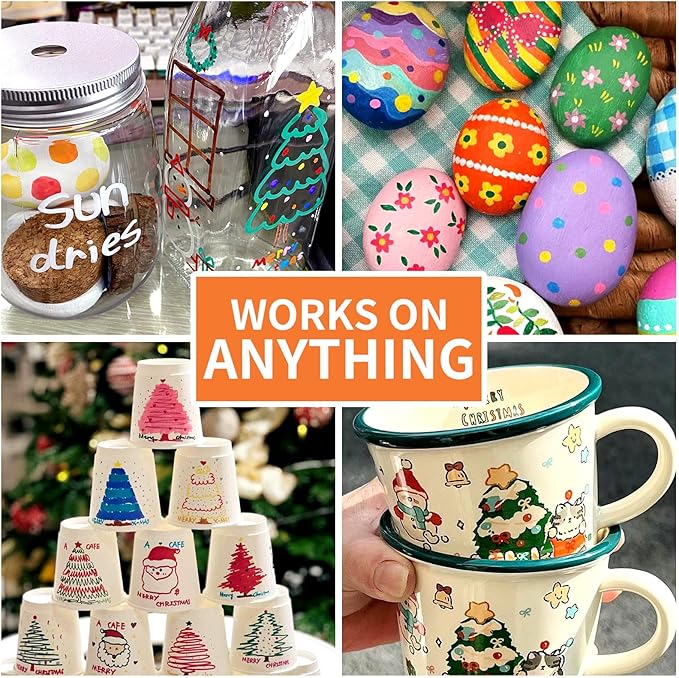 Gold and Silver Permanent Paint Pens - 2 Pack Oil Based Paint Markers, Pens for Rock Painting Car Tyre Metal, Plastic, Canvas, Mugs, Wood, Glass, Quick Drying and Waterproof, Medium Point