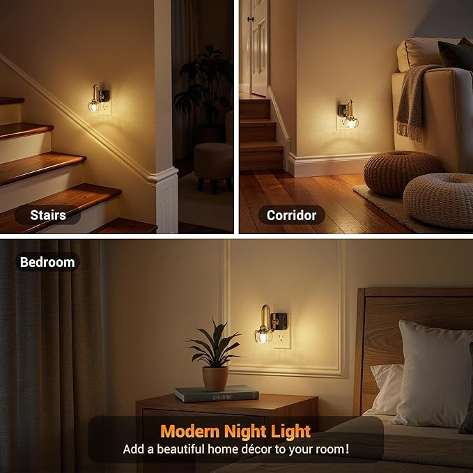 JandCase Night Light, Night Lights Plug into Wall, Glass LED Nightlight - Image 5