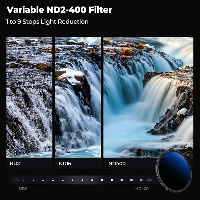 K&F CONCEPT 77mm Variable ND Lens Filter ND2-ND400 18 Multi-Layer Coatings - Image 3