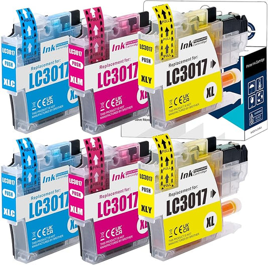 LCL Compatible Ink Cartridge Replacement for Brother LC3017 LC-3017 XL LC30173PK LC3017C LC3017M LC3017Y MFC-J5330DW MFC-J6530DW MFC-J6930DW MFC-J6730DW MFC-J5335DW (6-Pack 2Cyan 2Magenta 2Yellow)