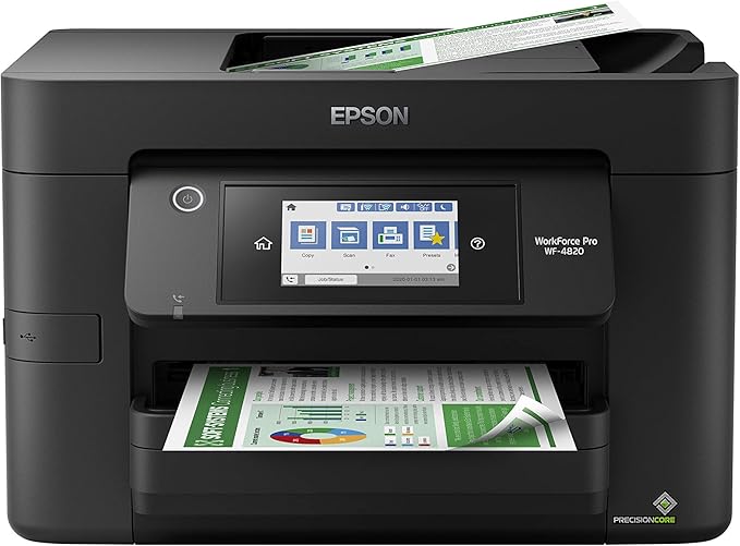 Epson® Workforce® Pro WF-4820 Wireless Color Inkjet All-in-One Printer & EPSON T822 DURABrite Ultra Ink High Capacity Black (T822XL120-S) T822 DURABrite Black