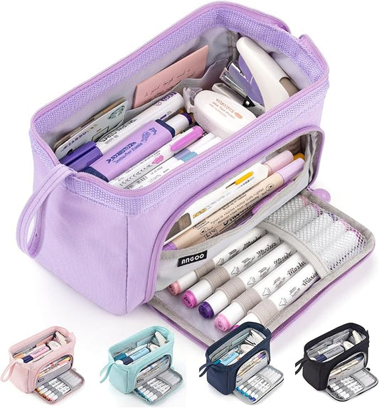 HVOMO Pencil Case Large Capacity Pencil Pouch Handheld Pen Bag Cosmetic Gift for Office School Teen Girl Boy Men Women Adult (Purple)