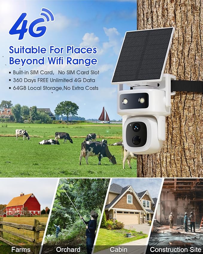 SANSCO 2 Pack 4G LTE Cellular Security Camera Wireless Outdoor, 360 Days Free - Image 4