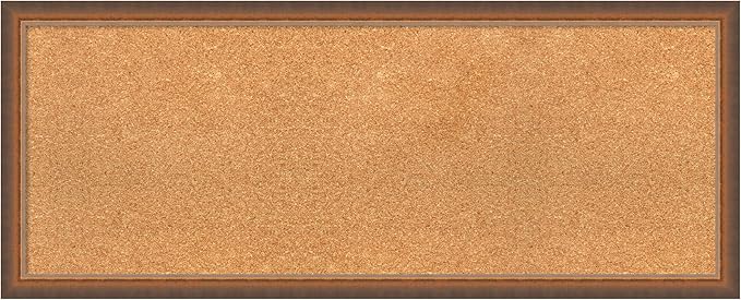 Amanti Art Natural Cork Board for Wall, 16x40 Vision Board with Bronze Frame, Medium Corkboard Office Decor for Home Organization, Modern Corkboard Pinboard to Display Items for Home Organization in