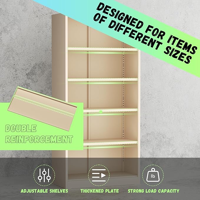 INTERGREAT Metal Storage Cabinet with Doors and Shelves,72" H Gray Steel Tool Locking Cabinet, Metal Storage Cabinets for Home Office, Warehouse, School