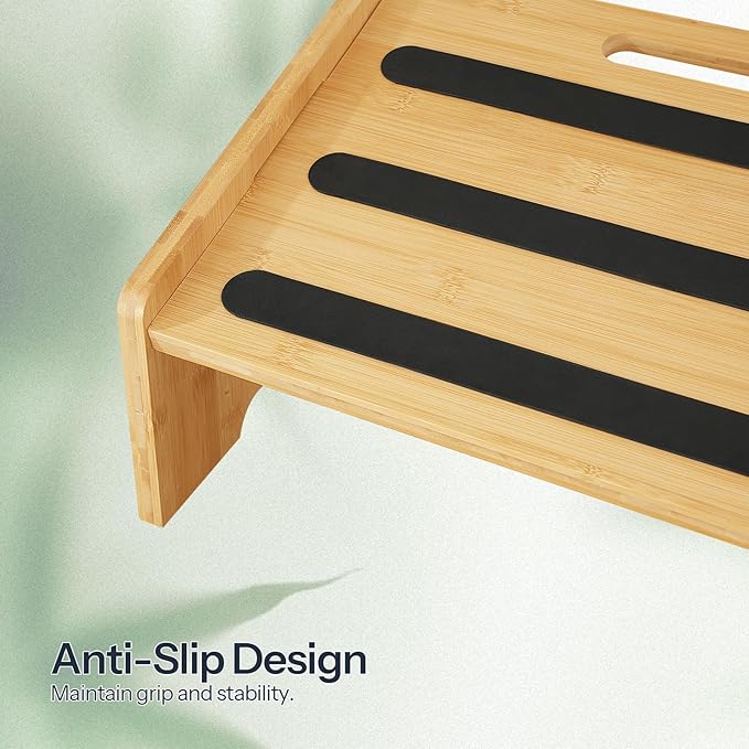 HOOBRO Bamboo Foot Rest, Adjustable Under Desk Footrest with 5 Height Options & Angles, Non-Slip Ergonomic Foot Rest for Under Desk at Work for Improved Posture, for Home & Office, Natural YL01FP01