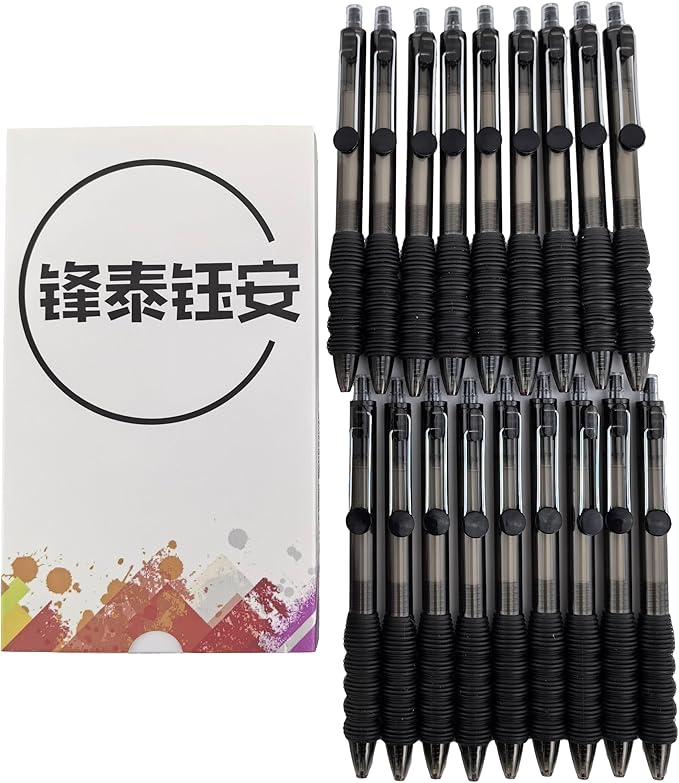 Fengtaiyuan Black Ink, 1.0mm, Retractable Gel Ink Rollerball Pens, Bold Point, Comfortable Grip, Easy Hold, Writting Smooth, 18 Pack (BlackZS10P18)