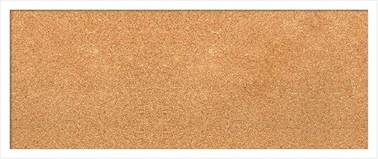 Amanti Art Natural Cork Board for Wall, 13x31 Vision Board with White Frame, Medium Corkboard Office Decor for Home Organization, Modern Corkboard Pinboard to Display Items for Home Organization in