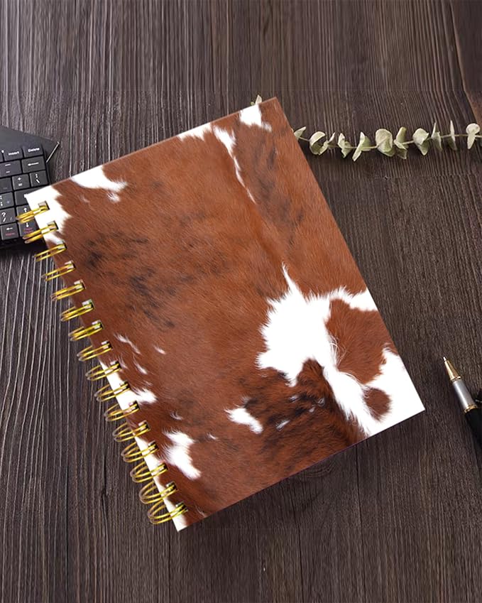iampanda Spiral Journal Notebook,Strong Twin-Wire Binding with Premium Paper for Girl Women,60 Sheets A5 College Ruled Notebook/Journal,Perfect for School Office Home Gifts,Cowhide Farm Animal Skin