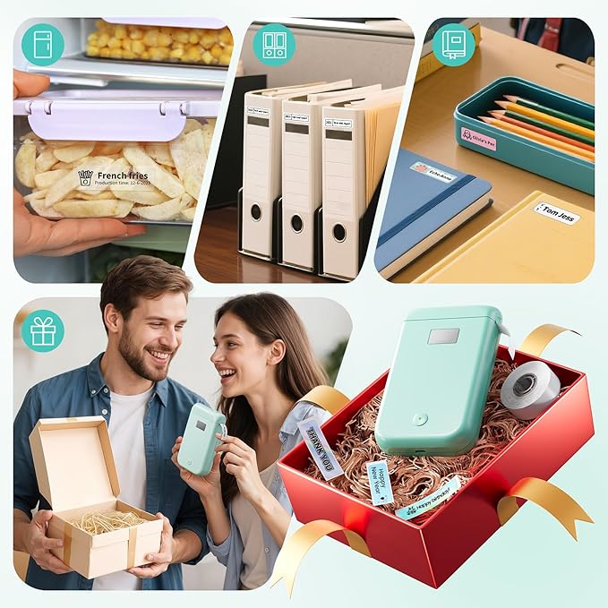 Label Maker, Bluetooth Label Makers Compatible with Phone, Label Maker Machine with Tape, Mini Label Maker for Family School, Label Machine with Lots of Style Templates Easy to Use