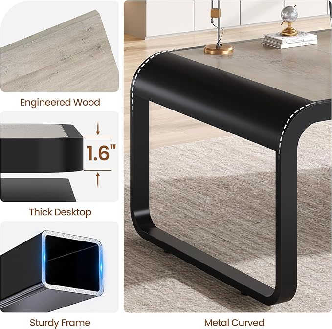 Itaar 70.9" Executive Desk, Large Computer Desk with Drawers and Lateral File Cabinet, Office Desk with Removable Shelves, Business Furniture Desk Workstation for Home Office, Gray