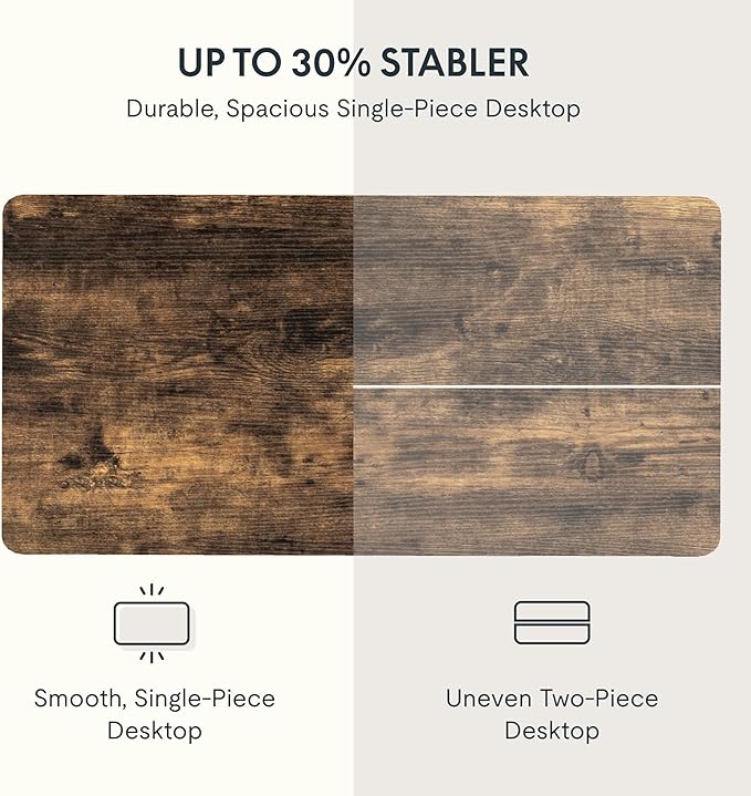 FLEXISPOT EN2 Whole-Piece Standing Desk with Clamp Power Strip, 55 x 28 Electric Stand Up Height Adjustable Desk with Cable Management (White Frame + 55" Rustic Brown Desktop, 2 Packages)