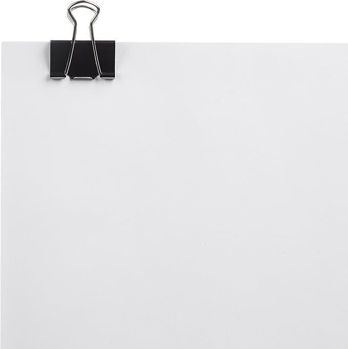 Amazon Basics Binder Paper Clips, Medium Clip (Small Box), 24 Count, 2 Pack of 12, Black