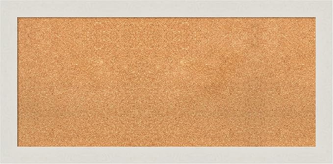 Amanti Art Natural Cork Board for Wall, 19x39 Vision Board with White Frame, Medium Corkboard Office Decor for Home Organization, Country Rustic Corkboard Pinboard to Display Items for Home