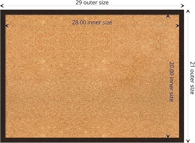 Amanti Art Natural Cork Board for Wall, 21x29 Vision Board with Brown Wood Frame, Medium Corkboard Office Decor for Home Organization, Rustic Farmhouse Corkboard Pinboard to display items for home