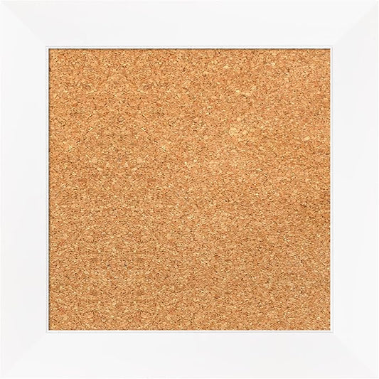 Amanti Art Natural Cork Board for Wall, 15x15 Vision Board with White Frame, X-Small Corkboard Office Decor for Home Organization, Modern Corkboard Pinboard to Display Items for Home Organization in