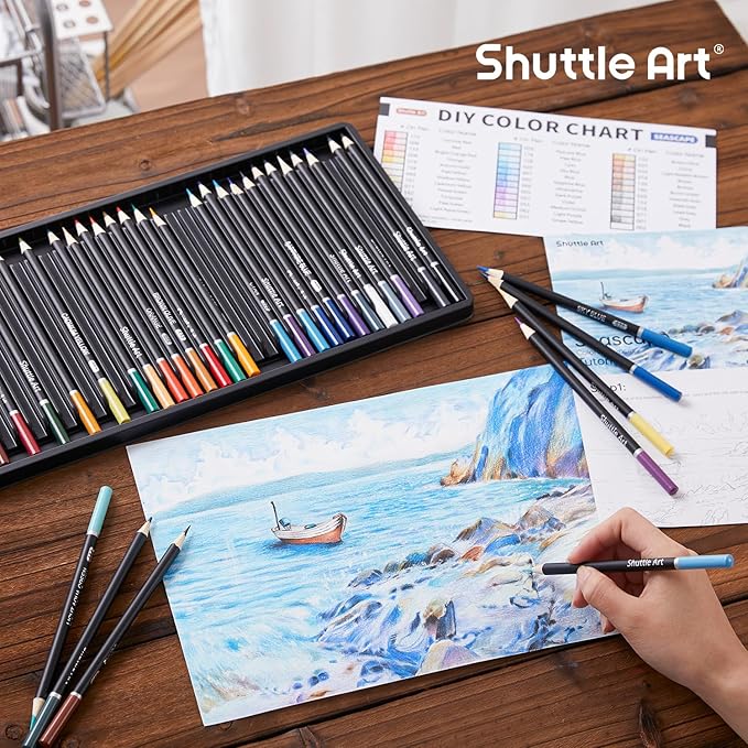 Shuttle Art 36 Colored Pencils, Seascape Themed Colored Pencils for Adult, Soft Core Color Pencils, Coloring Pencils for Adults Kids Artists Beginners Drawing Coloring Sketching