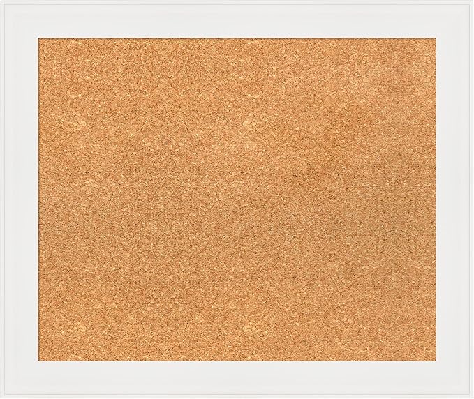 Amanti Art Natural Cork Board for Wall, 21x25 Vision Board with White Frame, Medium Corkboard Office Decor for Home Organization, Casual Corkboard Pinboard to Display Items for Home Organization in