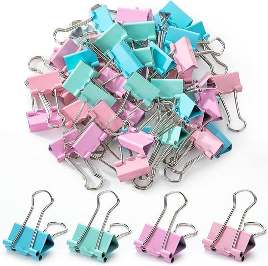 Mr. Pen Pastel Binder Clips, 50 Pack, 0.75 in, Pastel Color, Small Paper Clips, Office Clips
