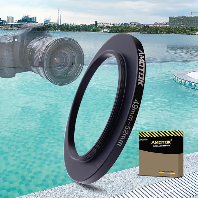 49mm Lens to 52mm Camera Lens Adapter, 49mm to 52mm Filter Step up Ring Adapter by AMOTOK