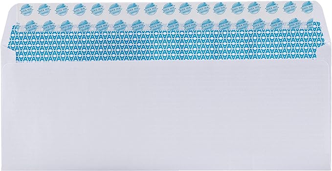 40#10 Security Tinted Self-Seal Envelopes - No Window, EnveGuard, Size 4-1/8 X 9-1/2 Inches - White - 24 LB - 40 Count (34140)