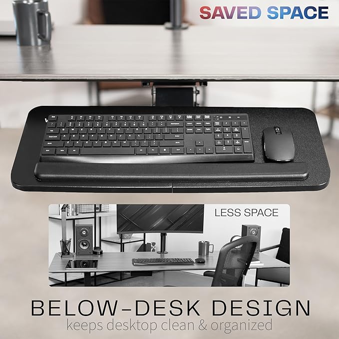VIVO Adjustable Computer Keyboard & Mouse Platform Tray Ergonomic Under Table Desk Mount Drawer Underdesk Shelf (MOUNT-KB03B)
