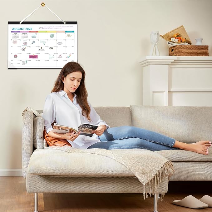 Gannyfer Calendar 2025-2026, Fridge Calendar Magnet, 18 Monthly Small Yearly Desk/Wall Calendar, July 2025 - Dec 2026, 14" x 11", with Plastic Cover Corner Protectors Hanging String, Organizers for Office, Home and School (3 Sticker)