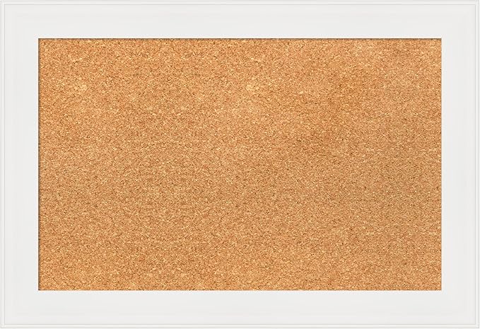 Amanti Art Natural Cork Board for Wall, 17x25 Vision Board with White Frame, Small Corkboard Office Decor for Home Organization, Casual Corkboard Pinboard to Display Items for Home Organization in