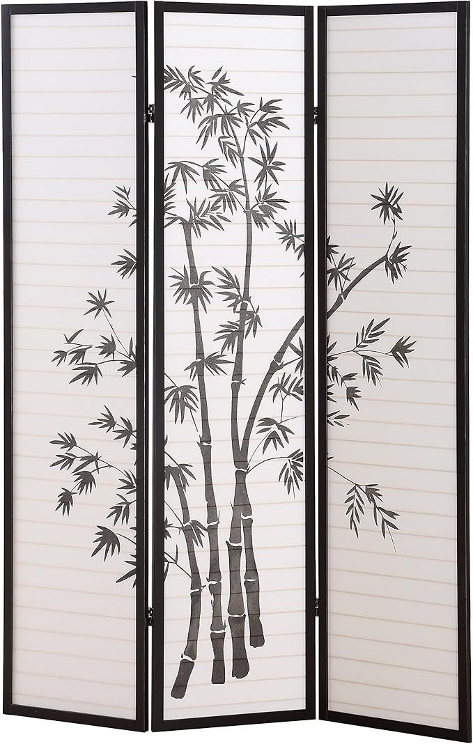 NicBex Room Divider 3 Panel Room Dividers with Oriental Style Partition Room Dividers and Folding Privacy Screens Wall Divider for Home, Office, Room Separation,72" W x 1" D x 72" H, Black