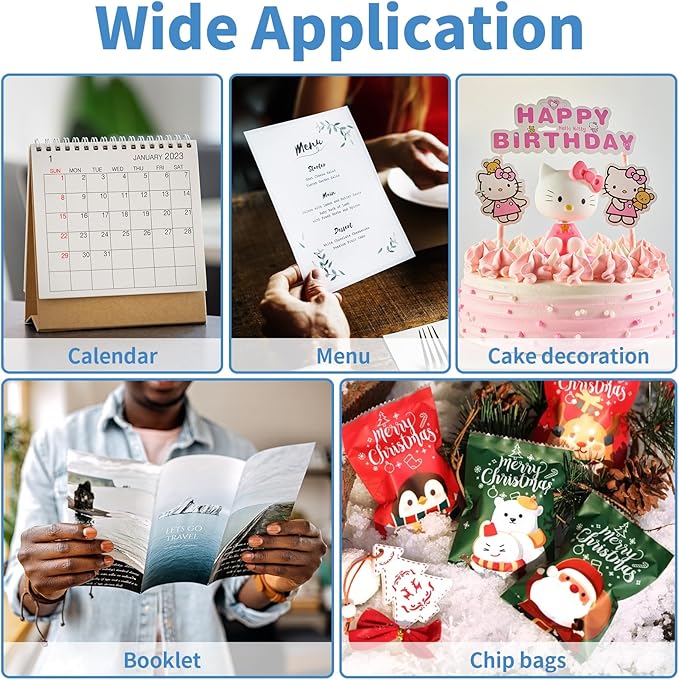 60 Sheets Glossy Photo Paper, 4x6 5x7 8.5x11 inch Inkjet Photo Printer Paper, Instant Dry Picture Paper for DIY Chip Bag, Flyers, Cards, Calendars and Brochures(180gsm/48lb) (mixed size)