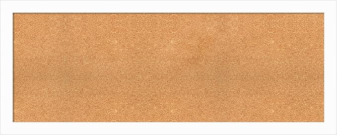 Amanti Art Natural Cork Board for Wall, 21x53 Vision Board with White Frame, Oversize Corkboard Office Decor for Home Organization, Casual Corkboard Pinboard to Display Items for Home Organization in