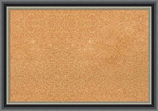 Amanti Art Natural Cork Board for Wall, 19x27 Vision Board with Black Wood Frame, Medium Corkboard Office Decor for Home Organization, Modern Contemporary Corkboard Pinboard to display items for home