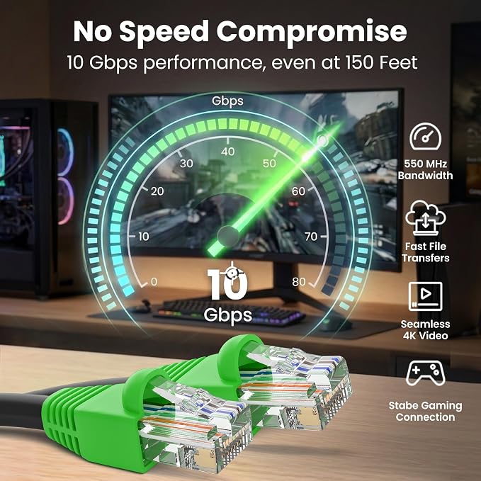 GEARit RJ45 Cat-6 Ethernet Patch Cable, 10Gpbs Transfer Speed, Copper Clad - Image 4