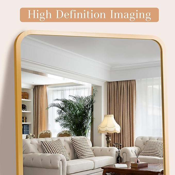 57"x20" Full Length Mirror Rectangle Body Dressing Floor Standing Mirrors for Bedroom & Cloakroom, Gold