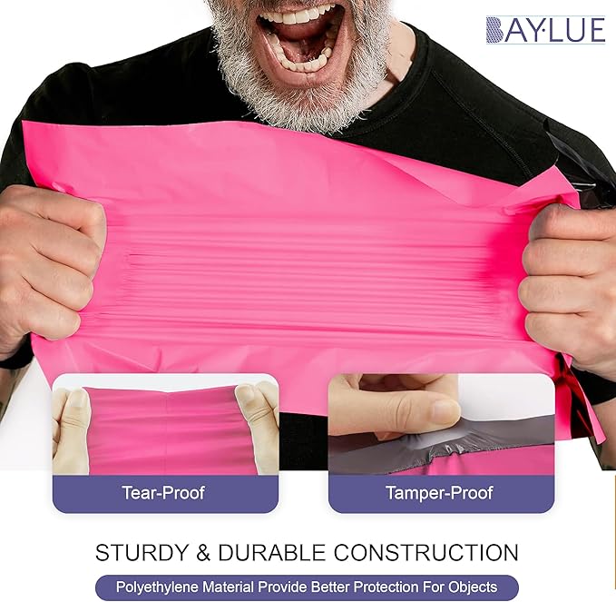 Hot pink Large Poly Mailers 19x24 Inch | Strong Adhesive Self-Seal Mailer Bags | Tear, Tamper, Water Resistant Shipping Envelopes Thick Strong polymailer Bags XL Clothing Shipping Bags | 100 Pcs Bulk