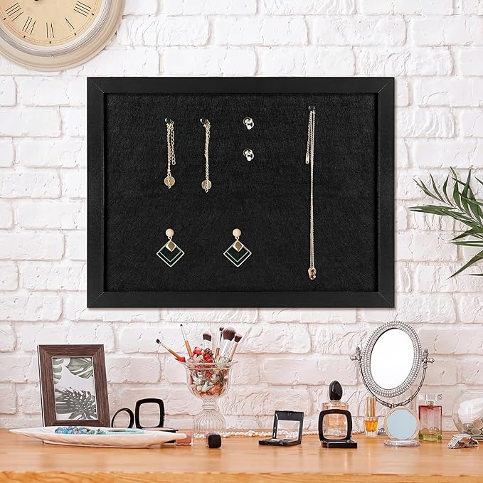 TORASO Cork Board Bulletin Board, Cork Boards for Walls with Pins, Eye Bolts, gaskets, Screws, Pin Board for Office, School and Home (All Black, 17“x23-1P)