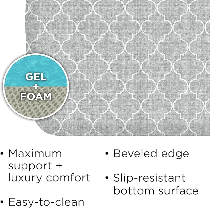 GelPro Elite Trellis Light Grey Kitchen Comfort Mat, 20" x 36