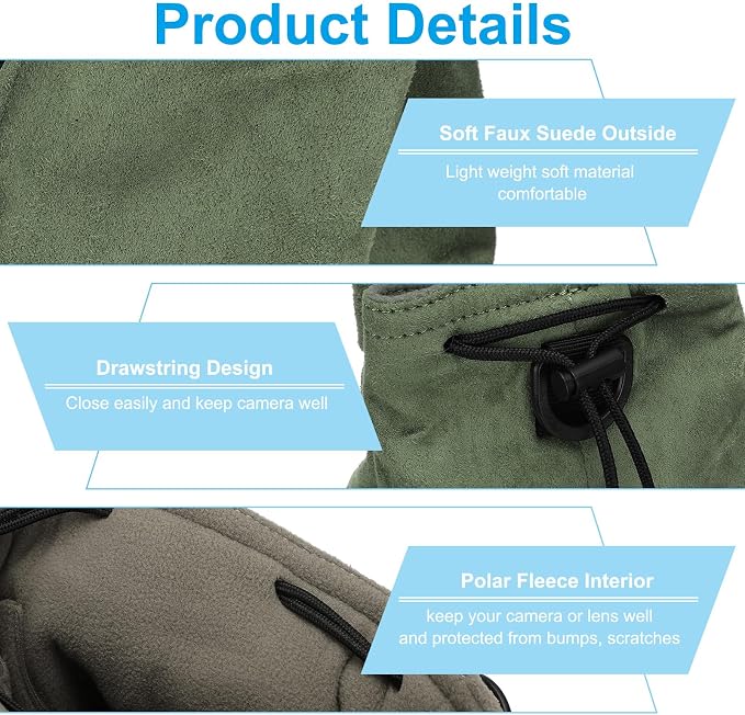 PATIKIL Camera Lens Pouch, M Size Drawstring Case, Flannel Handbag - Image 3