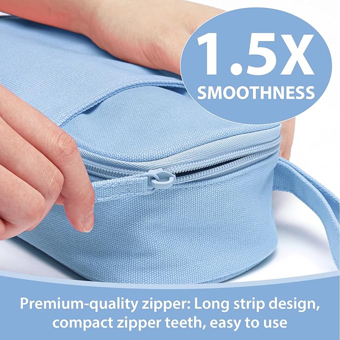 Pencil Case Pouch Box Bag School Supplies Girls Boys Kids, Cute Preppy Stuff Large Big Capacity Aesthetic Pen Organizer, Back to College Stationary, Sky Blue, Heavy Duty Canvas, 1800ml