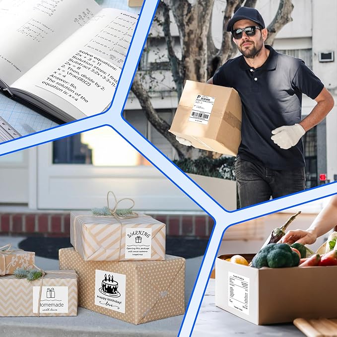 80PCs Phomemo Thermal Labels, 3.3 x 4 Shipping Label Compatible with 241-BT, M421 Label Printer