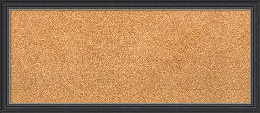 Amanti Art Natural Cork Board for Wall, 14x32 Vision Board with Black Wood Frame, Medium Corkboard Office Decor for Home Organization, Traditional Corkboard Pinboard to display items for home