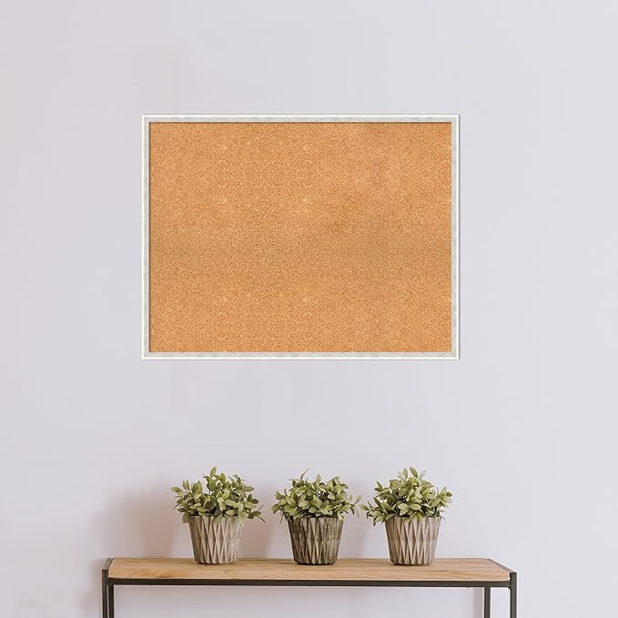 Amanti Art Natural Cork Board for Wall, 27x35 Vision Board with White Frame, Large Corkboard Office Decor for Home Organization, Modern Corkboard Pinboard to Display Items for Home Organization in