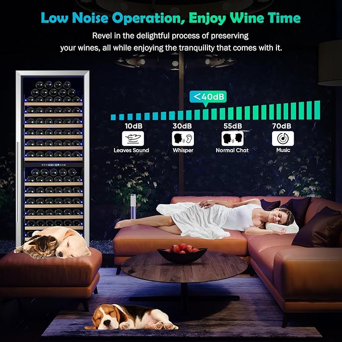 200 Bottle Dual Zone Wine Fridge - 24 Inch Large Wine Cooler Refrigerator, Freestanding and Built-in Design, Upgraded Compressor Cooling, Intelligent Temperature Memory