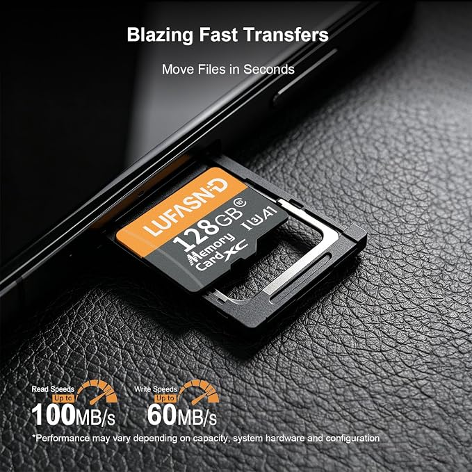128GB Micro SD Card with Adapter, High Speed U3 C10 V30 SDXC Memory Card Up to - Image 2